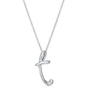 Elsa Peretti T Sterling Silver Pendant and Chain; Authentic Tiffany
